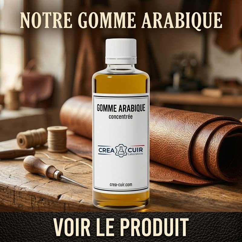 Gomme arabique pour finition des tranches du cuir